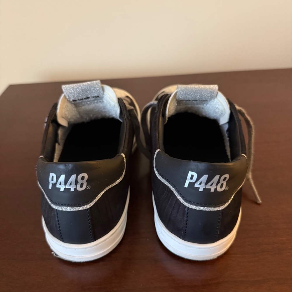 P448 Animal print black and silver sneakers size 7 - Picture 3 of 9
